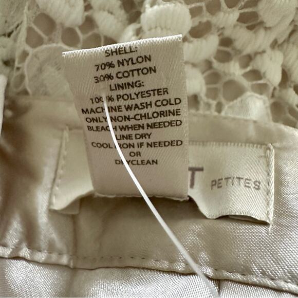 Loft Mini Skirt Cream Floral Lace Crochet Exposed Zipper Lined Petite 10P NEW - Picture 10 of 12